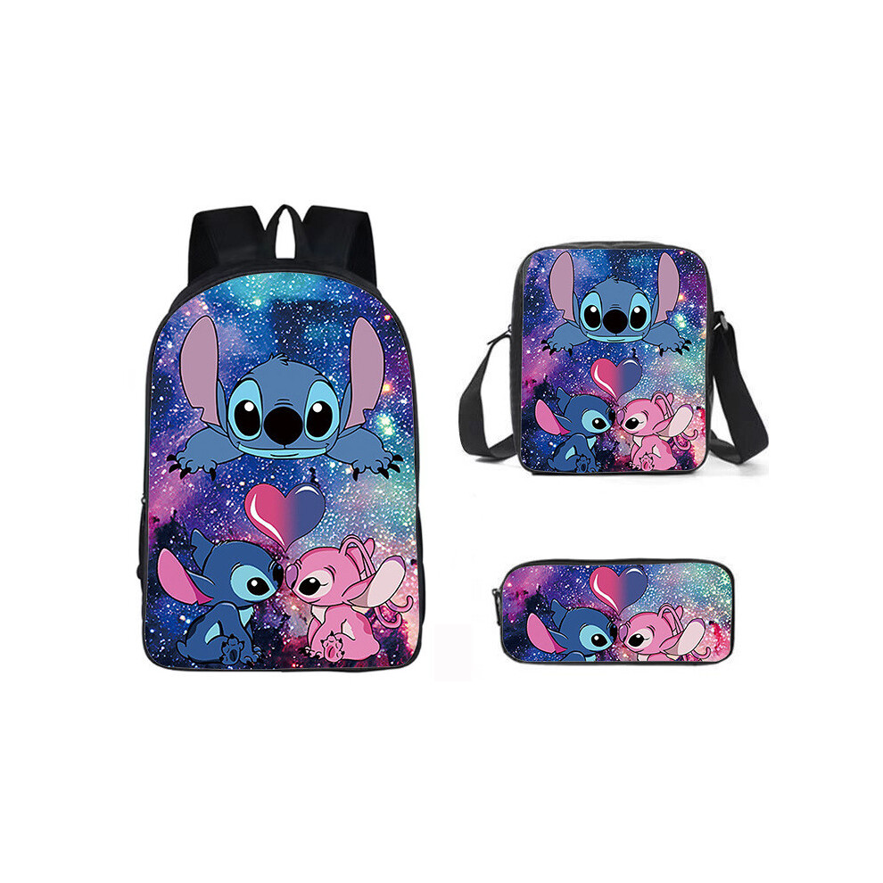 (14) Stitch Angel Lilo Pelekai Cartoon Pattern Student Backpack Set Piece Three