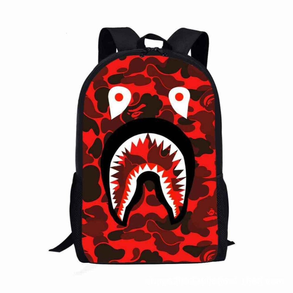 (08) Camouflage Shark Design Backpack Lightweight Material For Students Schoolbag-image-OPC-PHHPCK9-NEW