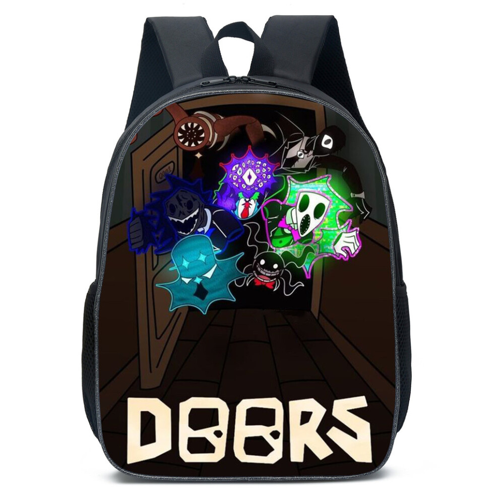 (B) Roblox Doors Letter Anime Cartoon Lightweight Bag School Backpack Children