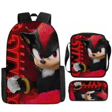 (StyleGGG) Anime Cartoon Sonic Print Children School Bag Set For School Elementary Kids
