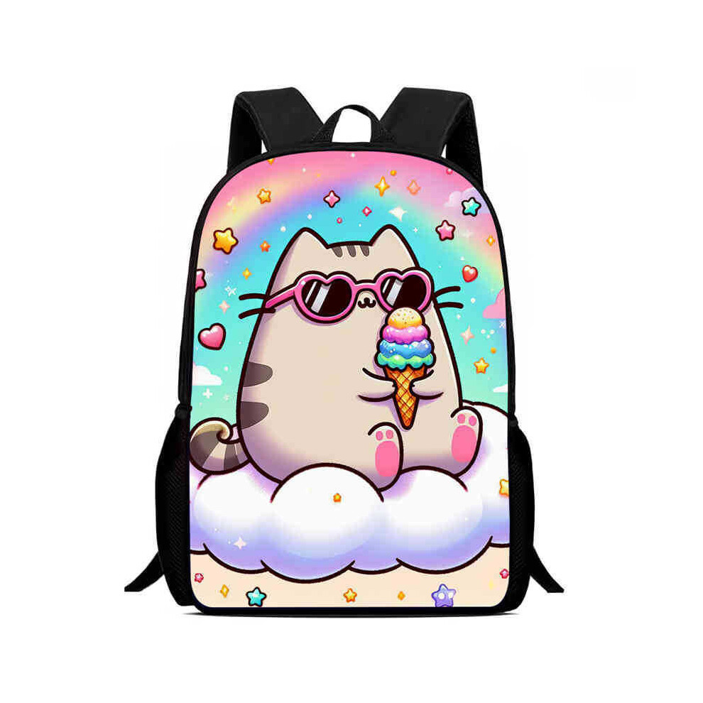(02) Printed Pusheen Childrens Backpack Outdoor Large Capacity Schoolbag Student