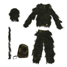 Traje 5 em 1, camuflagem 3D, roupa de caça ao ar livre, incluindo jaqueta, calças, capuz, bolsa de transporte para adultos, crianças e jovens
