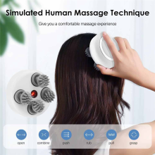 Electric Scalp Massager - Portable Handheld with 4 Silicone Heads for Hair Growth, 68 Kneading Nodes, 2 Speeds, 2 Directions, IPX7 Waterproof