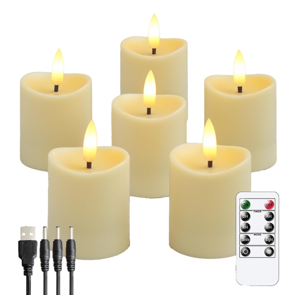 Velas Led, Velas Parpadeantes Sin Llama, Velas Recargables, Velas De Cera Real Con Control Remoto, Blanco Lechoso-image