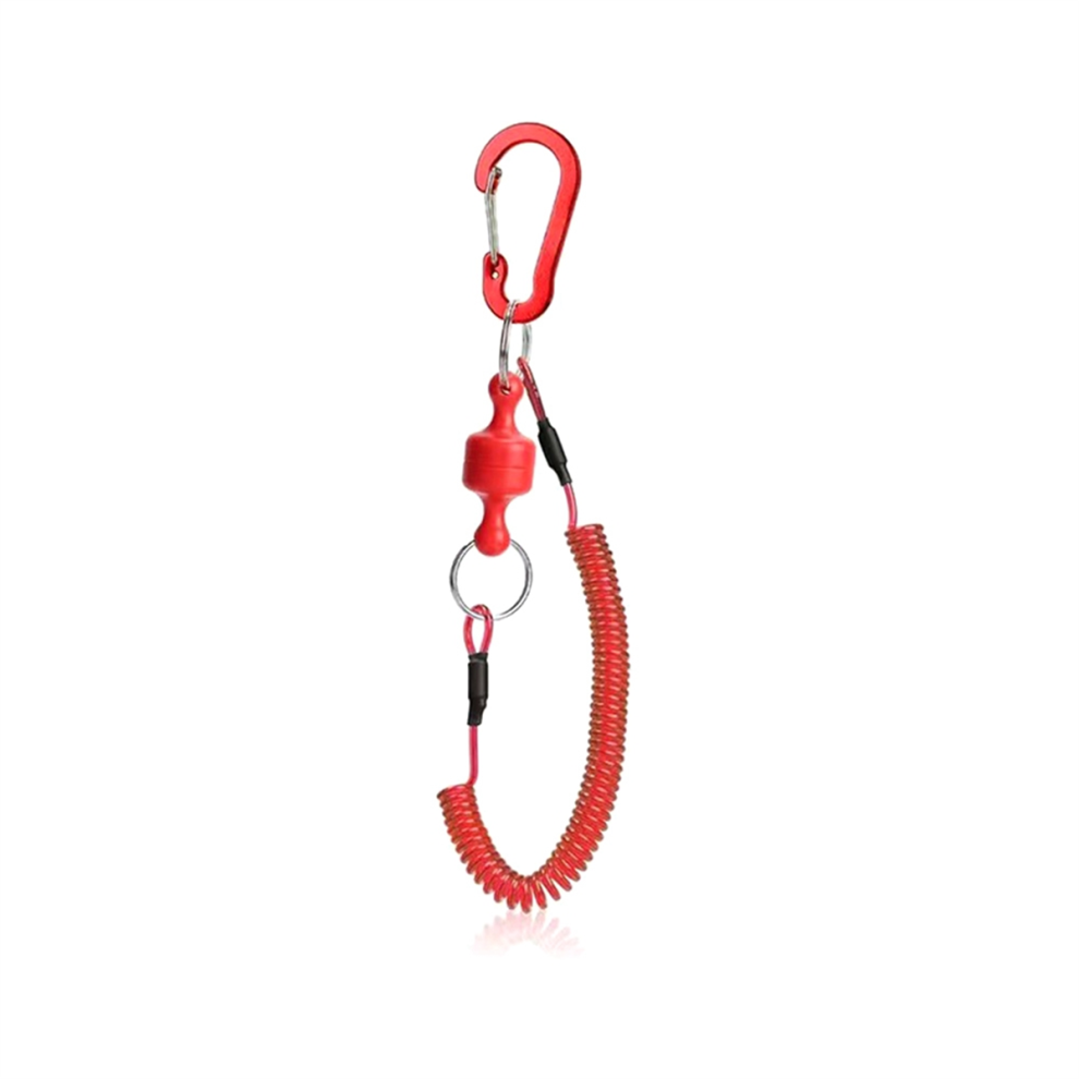 Fixed Rope Fishing Strong Magnetic Steel Wire Anti-Iost Coil Lanyard 1.5M For Gear Protection - Red 4851999697391