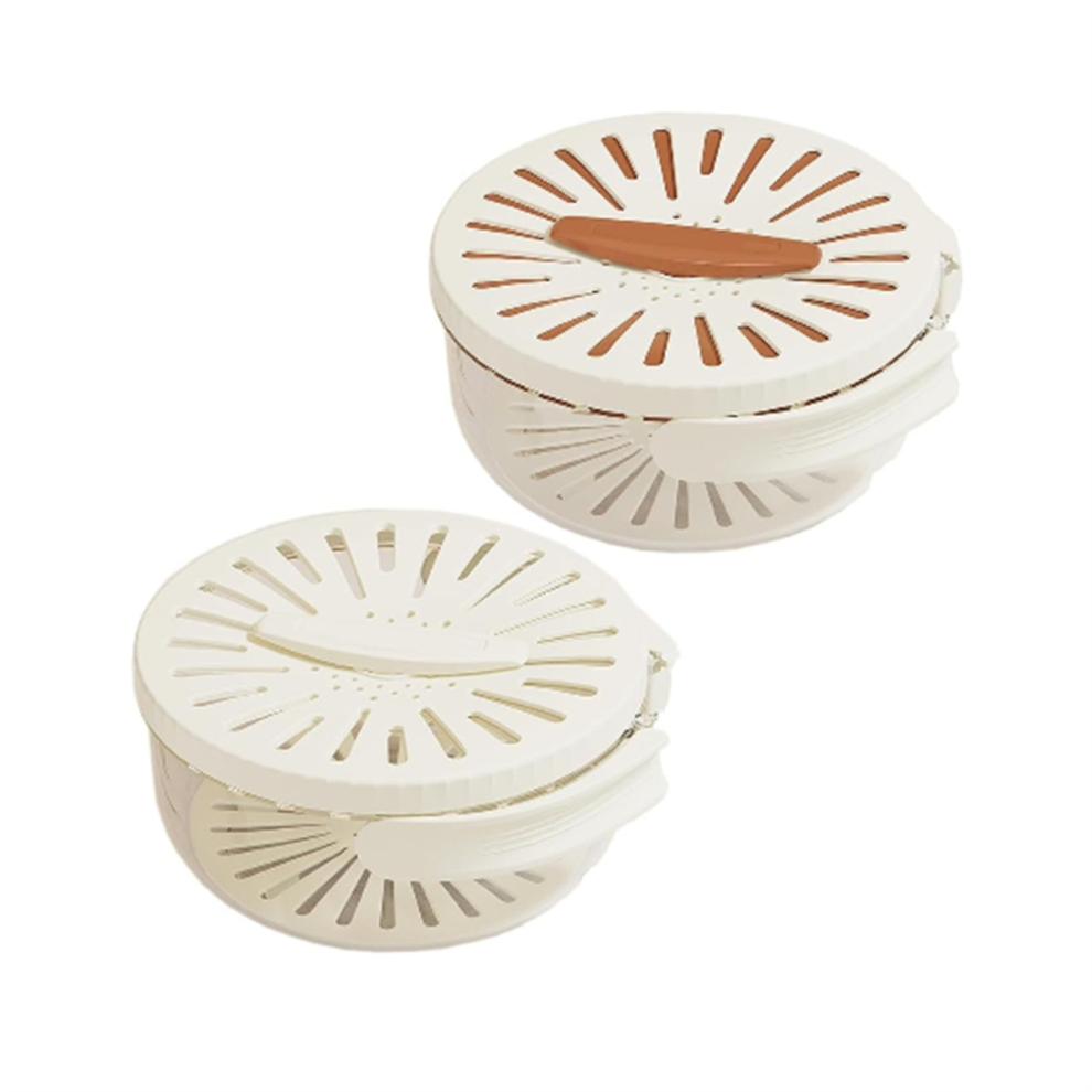 2Pcs Draining Bowl Drainage Basket Funnel Bilayer Foldable Fruit Vegetable Washing with Cover and Handle Colander-image-OPC-PHHND8Q-NEW