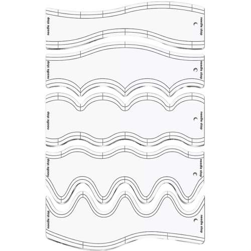 5 Pcs Acrylic Wave Ruler Quilting Stencils DIY Drawing Template Measure Tailor Soft Patchwork