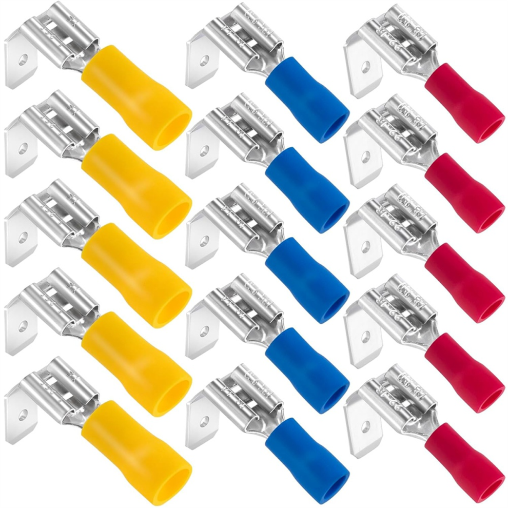 15Pcs Semi-Insulated Piggyback Spade Connectors, Assortment Kit, Female/Male Cable Crimp Terminals, 22-10 Awg 4851999606898
