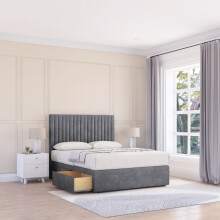 (Single, Dark Grey) Manhattan Naples Divan Bed Base ,No Drawers & 26" Struts Headboard
