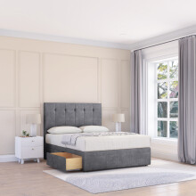 (Small Double, Dark Grey) Highbury Naples Divan Bed Base ,No Drawers & 26" Struts Headboard
