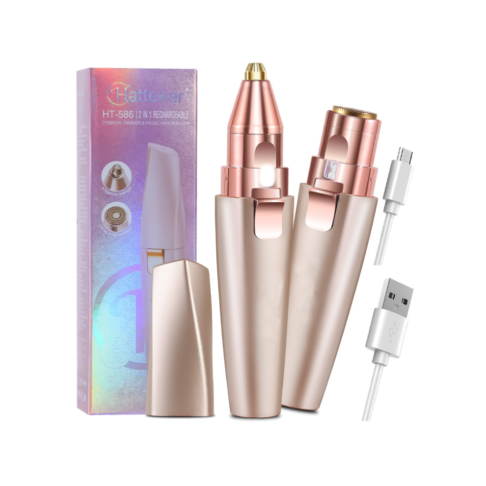 Chronus Light 2 In1 Eyebrow Facial Trimmer Face Lips Body Painless Razor With Built-In Led (Rose)
