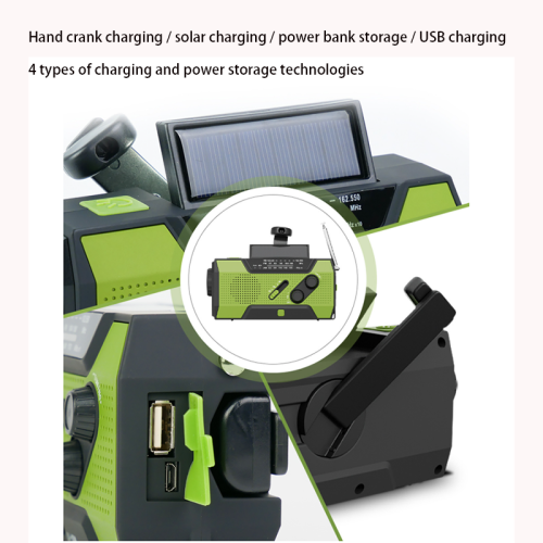 Emergency Radio Multi-function Hand Crank Charging Solar(Green) 2