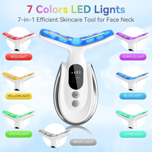 Neck and face massager 7 in 1 with vibration and heating function(White) 1