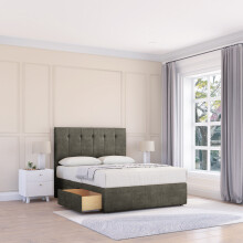 (Super King, Light Brown) Highbury Naples Divan Bed Base ,No Drawers & 26" Struts Headboard