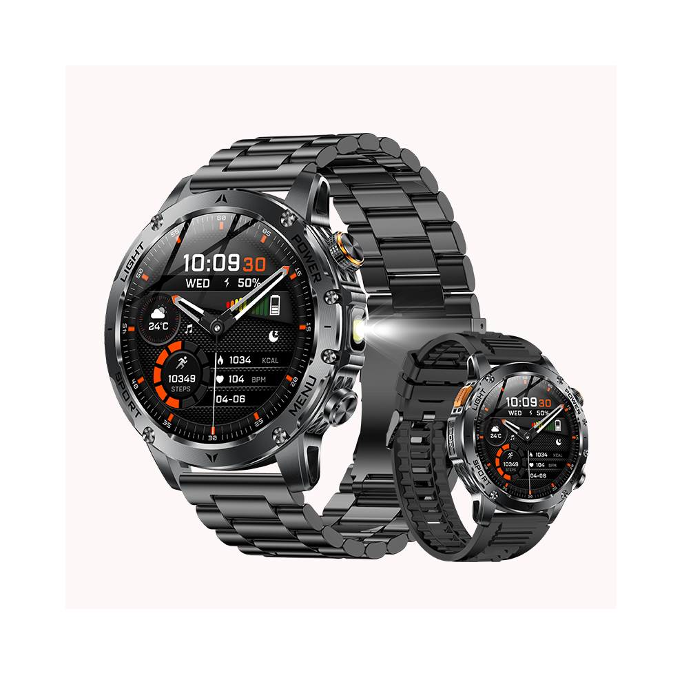 Smartwatch Ak87 1000Mah Long Battery Life Flashlight Outdoor Sports(Black) Black 6976918063823