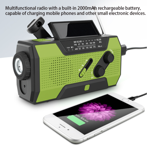 Emergency Radio Multi-function Hand Crank Charging Solar(Yellow) 1