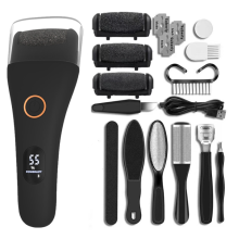 Electric Foot File Adjustable 3 Speed with 10 in 1 Pedicure Tools to Remove Dead Skin and Calluses Hard Skin Dry Cracks(Black)