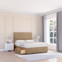 (Super King, Light Brown) Texas Naples Divan Bed Base ,No Drawers & 26" Struts Headboard