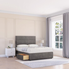 (Small Single, Grey) Texas Naples Divan Bed Base ,No Drawers & 26" Struts Headboard