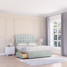 (Super King, Silver) Alabama Divan Bed Base ,No Drawers & 26" Struts Headboard