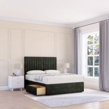 (Small Double, Dark Grey) Manhattan Naples Divan Bed Base ,No Drawers & 26" Struts Headboard