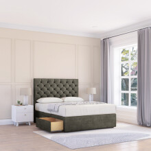 (Small Double, Light Grey) Mayfair Dumfries Divan Bed Base ,No Drawers & 26" Struts Headboard