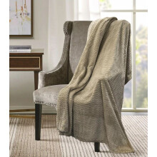 (127 X 152 CM, LATTE) Super Soft Plush Chevron Faux Fur Touch Bed Sofa Throw Over Blanket Fleece