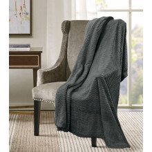 (127 X 152 CM, CHARCOAL) Super Soft Plush Chevron Faux Fur Touch Bed Sofa Throw Over Blanket Fleece