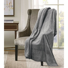 (127 X 152 CM, SILVER) Super Soft Plush Chevron Faux Fur Touch Bed Sofa Throw Over Blanket Fleece