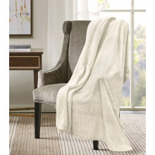 (150 X 200 CM, CREAM) Super Soft Plush Chevron Faux Fur Touch Bed Sofa Throw Over Blanket Fleece