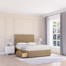 (Single, Light Grey) Manhattan Naples Divan Bed Base ,No Drawers & 26" Struts Headboard