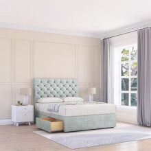 (Super King, Silver) Mayfair Naples Divan Bed Base ,No Drawers & 26" Struts Headboard