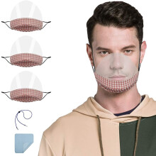 3-pack transparante gezichtsschermen voor vrouwen en mannen met een glimlach + 1 anti-verlies touw + 1 schoonmaakdoekje, stijl 3