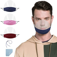 3-pack transparante gezichtsbeschermers voor vrouwen en mannen met een glimlach + 1 anti-verlieskoord + 1 schoonmaakdoekje, stijl 7