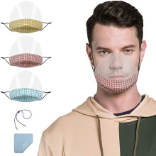 3-pack transparante gezichtsschermen voor vrouwen en mannen met een glimlach + 1 anti-verlies touw + 1 schoonmaakdoekje, stijl 8