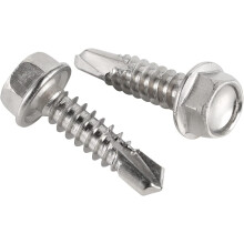 #10 x 3/4" zeskantkop zelfborende schroeven (1/2" tot 2-1/2" verkrijgbaar), zelftappende schroeven voor plaatwerk, roestvrij staal 410, 100 stuks