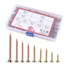 Assortiment van 310 stuks houtschroeven met platte kop, verzinkt staal, zelftappende schroeven, gipsplaatschroeven, diverse houtschroeven