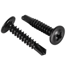 #10 x 3/4" Phillips Pan Head zelfborende schroeven, 100 stuks, zelftappende plaatschroeven, zwart geoxideerd roestvrij staal