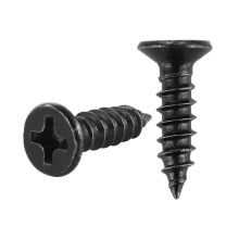 #6 x 1/2 inch zwarte houtschroef, platte kruiskop, roestvrij staal 18-8, zwart gegalvaniseerd, 6 x 1/2 inch, 100 stuks, SB3514-P100