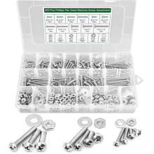 Assortiment van 420 M3 zelftappende houtschroeven, zwarte platkopbevestigingsset