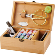 Naaimand van bamboe met vakken voor accessoires en naaiset, 8,5 x 5,3 x 3 inch