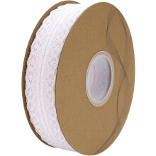 Bloemenkantlint voor naaien, knutselen, haarstrikken maken, cadeauverpakking, 2,5 cm breed (wit, 45 meter)