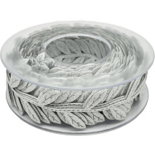 15 meter Silevr ultrasoon reliëf bladkant decoratief lint 2,5 cm breed kerst bruiloft decoratie
