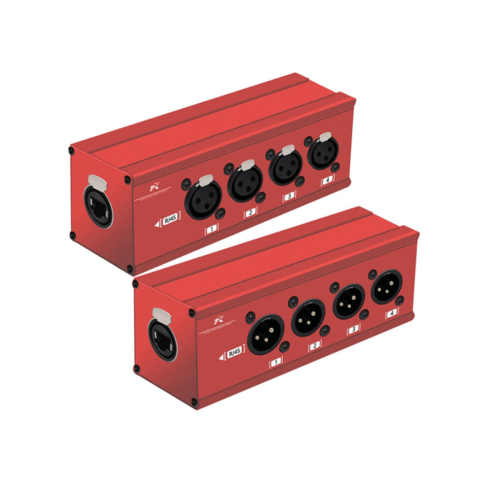 4 Channel 3Pin Xlr To Ethercon Rj45 Cat5 Ethernet Extender Red 4851215458683
