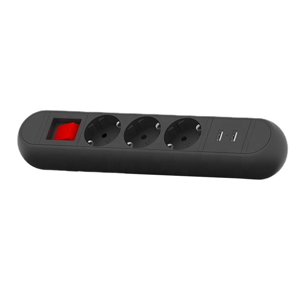 Multiprise de bureau avec pince et chargeur USB intelligent, 3 prises secteur, prise UE