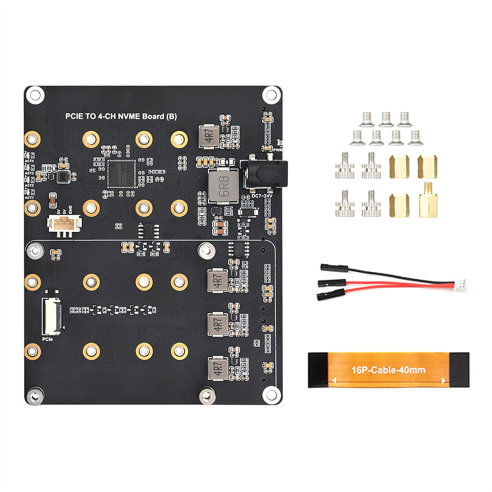 Waveshare For Raspberry Pi 5 Pcie To 4-Ch M.2 Nvme Ssd Adapter Board 4851973674806
