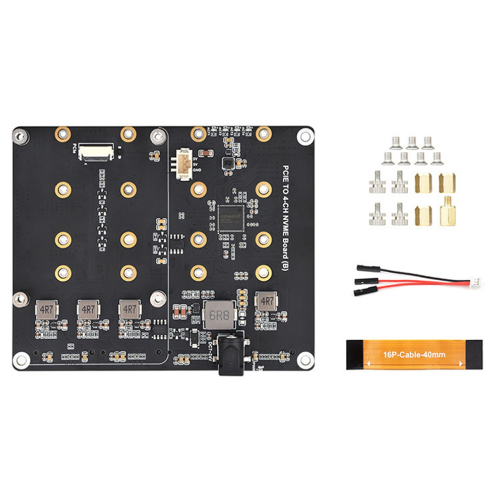 For Raspberry Pi 5 Pcie To 4-Ch M.2 Nvme Ssd Adapter Board 4851973681927