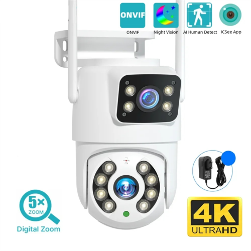 Camera Dual Lens Outdoor Night Vision Human Detection EU Plug 1
