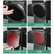 Godox BD-04 Barn Door with Honeycomb Grid and 4 Color Gel Filter