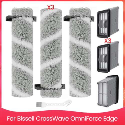 Kit De Rechange Pour Bissell CrossWave OmniForce 3882 - 2 Brosses Rouleaux + 2 Filtres + Outil De Nettoyage